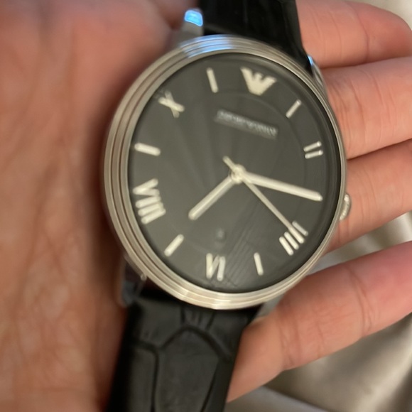 **SOLD ELSEWHERE** Emporior Armani - Unisex Black Watch w/ Silver Face - Picture 9 of 16